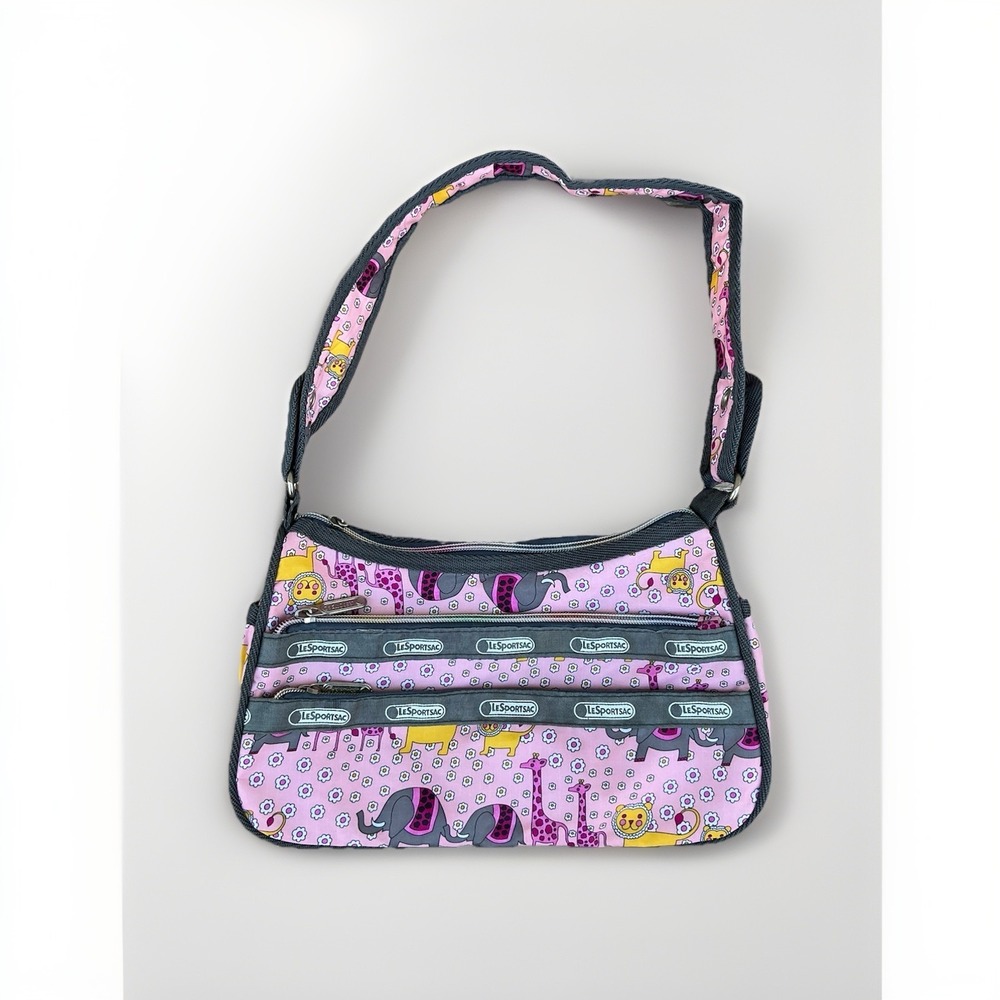 Lesportsac Tokidoki With Pink Jungle Animal Elephant Giraffe Classic Hobo Bag